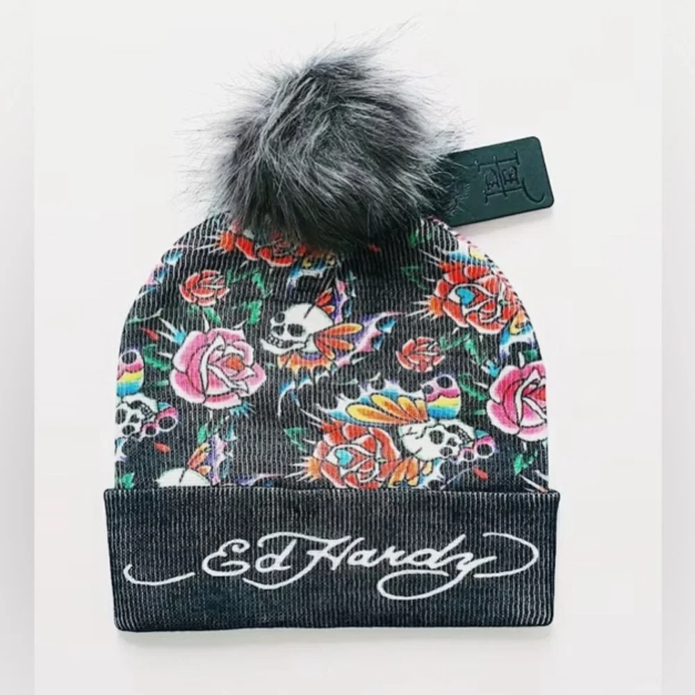 Ed Hardy Pom Beanie NEW! - Picture 2 of 4